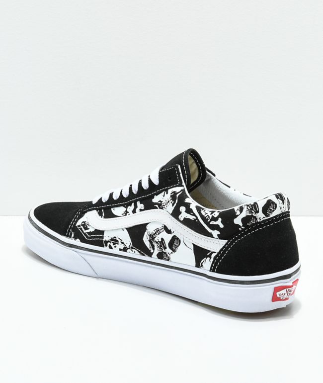 black and white skull vans